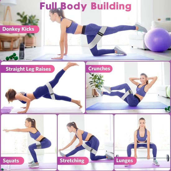 Full-body workout oefeningen met MyBodyFuel weerstandsbanden – squats, heupbrug, been- en armoefeningen