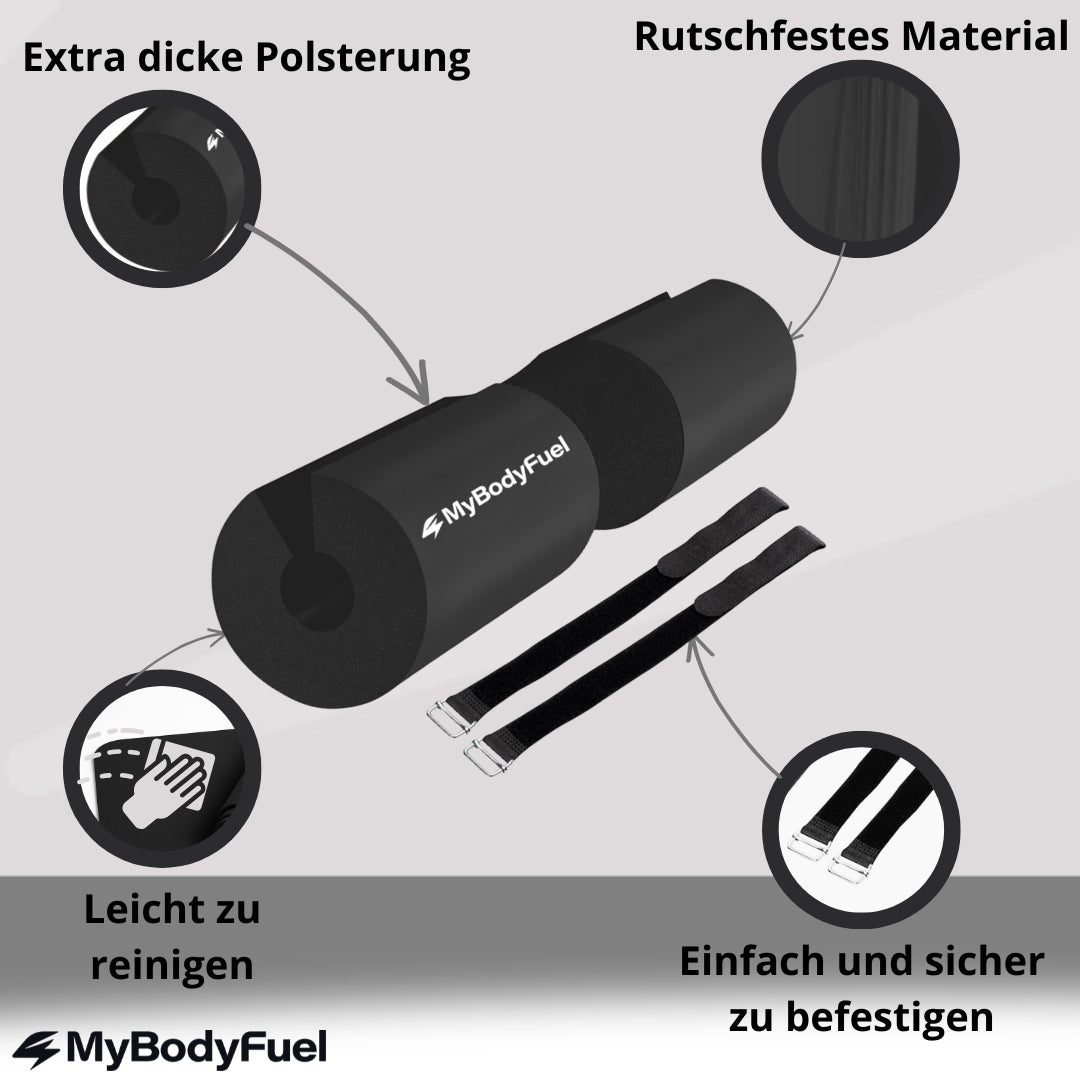 Langhantel Polster mit extra dicker Polsterung, rutschfestem Material und Klettverschlüssen für sicheren Halt beim Krafttraining