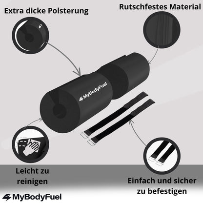 Langhantel Polster mit extra dicker Polsterung, rutschfestem Material und Klettverschlüssen für sicheren Halt beim Krafttraining