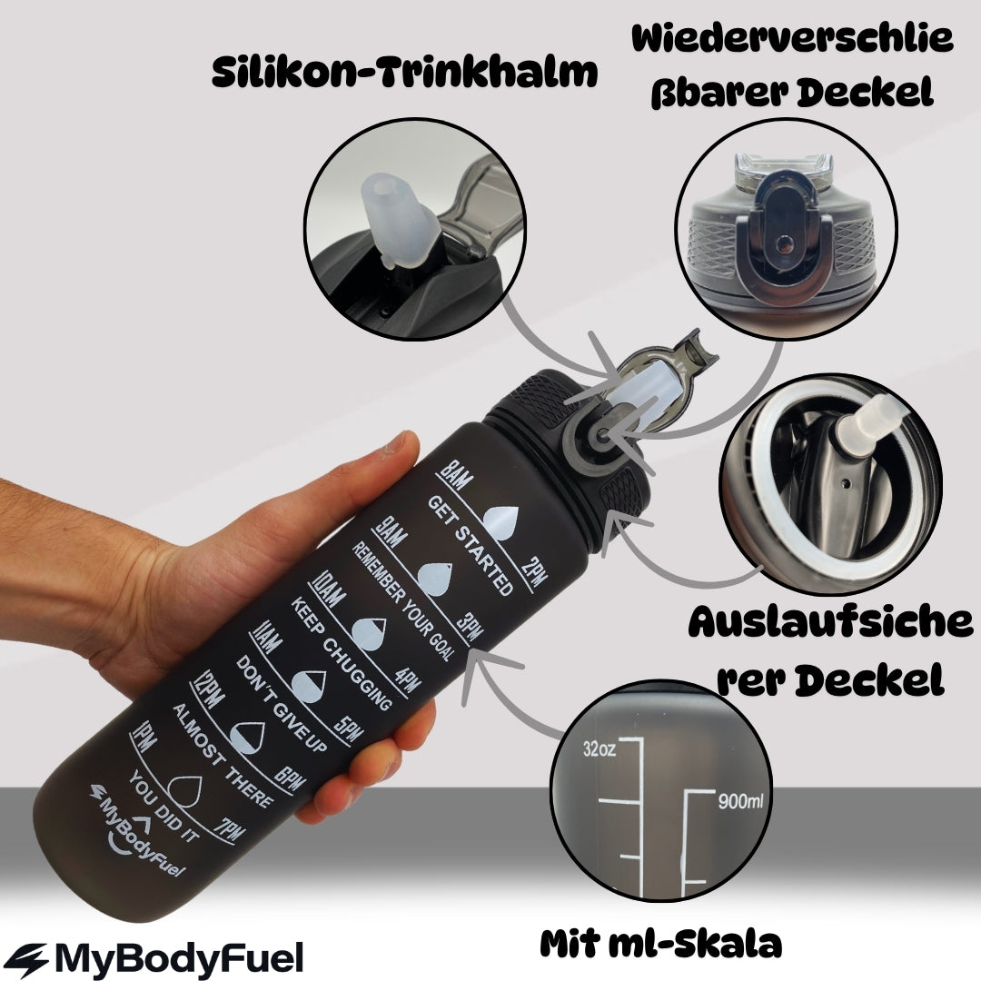 Luxe Trinkflasche 1000 ml - Schwarz