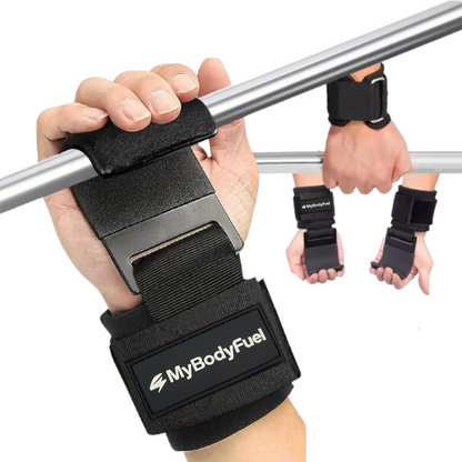 Hand tilt halterstang met MyBodyFuel hook grip – voorkomt gripverlies bij zware lifts