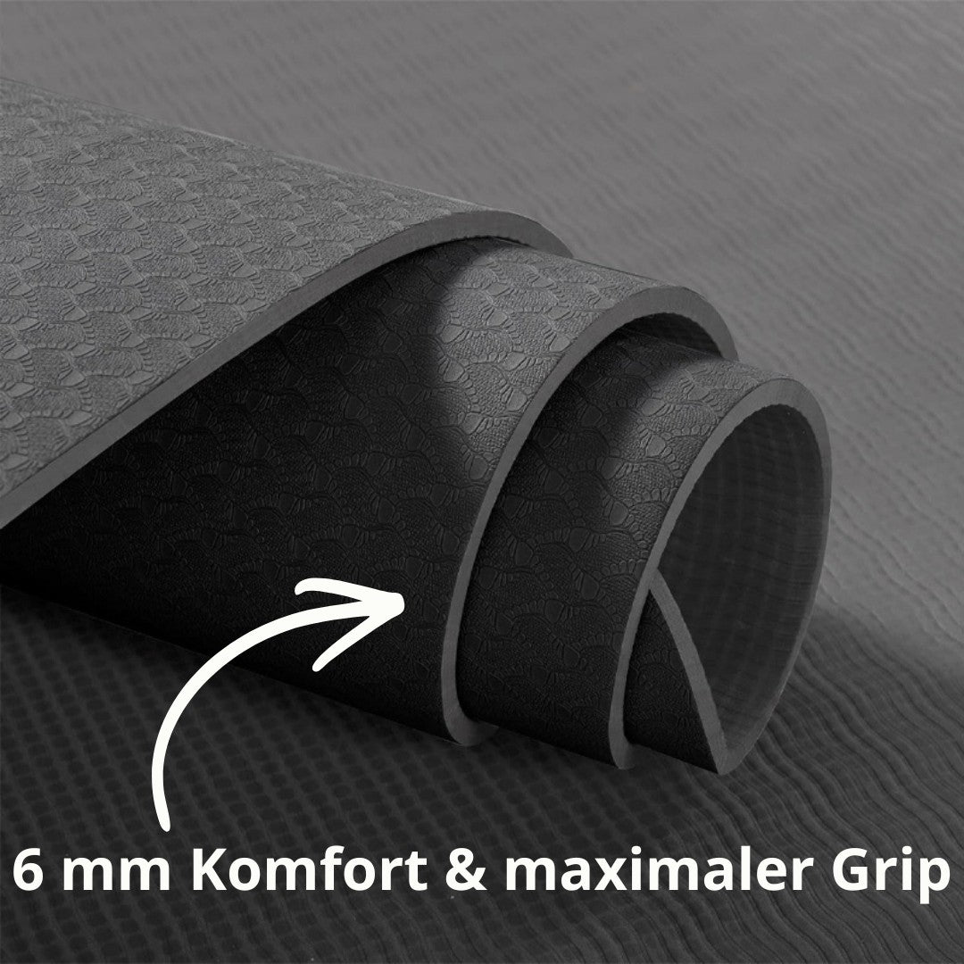 Yoga Matte 6 mm - Schwarz