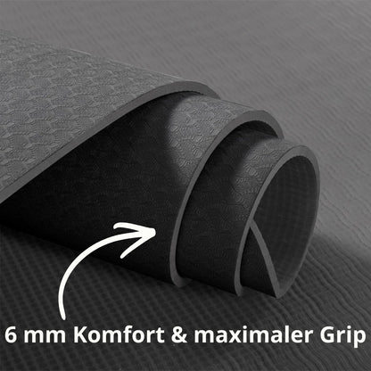 Yoga Matte 6 mm - Schwarz
