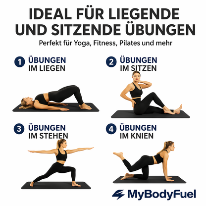 Yogamatte mit 6 mm Dämpfung für liegende, sitzende, stehende und kniende Übungen wie Yoga, Pilates und Fitness