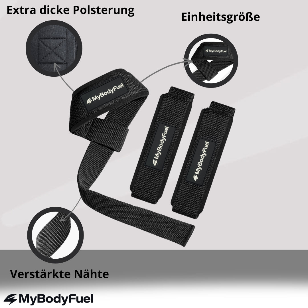 Zughilfen mit extra Polsterung, verstärkten Nähten und Einheitsgröße für besseren Grip beim Krafttraining