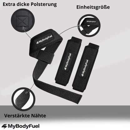Zughilfen mit extra Polsterung, verstärkten Nähten und Einheitsgröße für besseren Grip beim Krafttraining