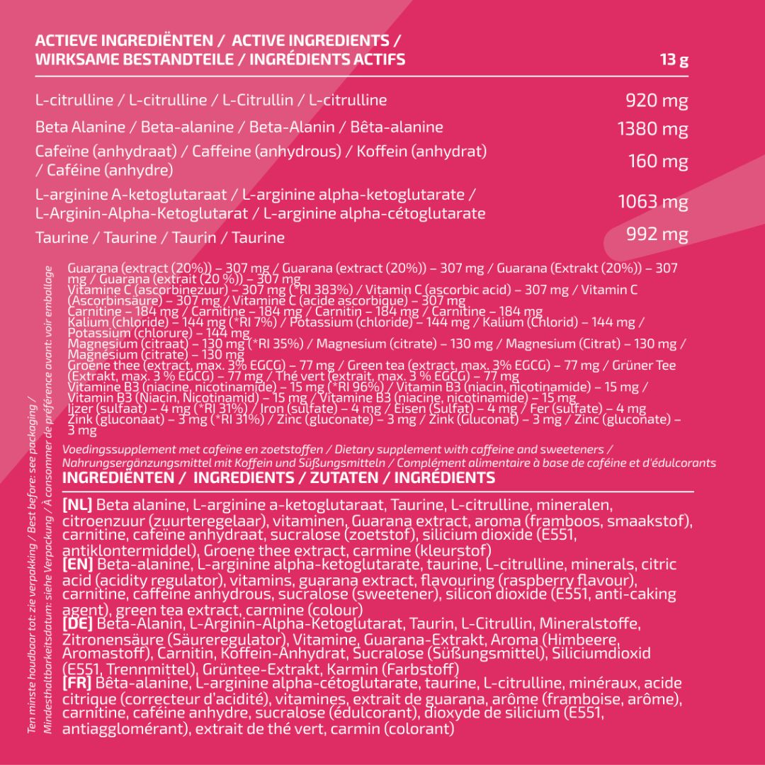 pre-workout raspberry voedingswaarden