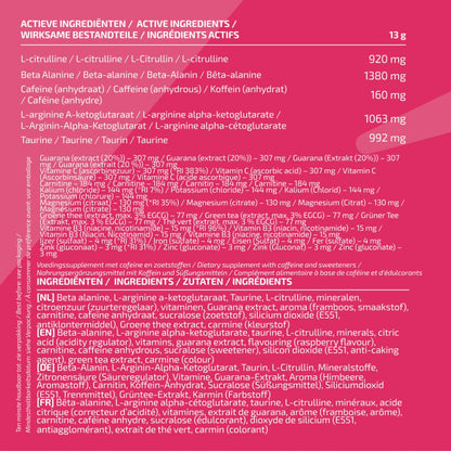 pre-workout raspberry voedingswaarden